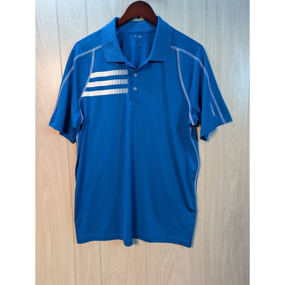 Adidas Golf Mens Large Golf Polo Shirt Adizero Performance Blue Short Sleeve